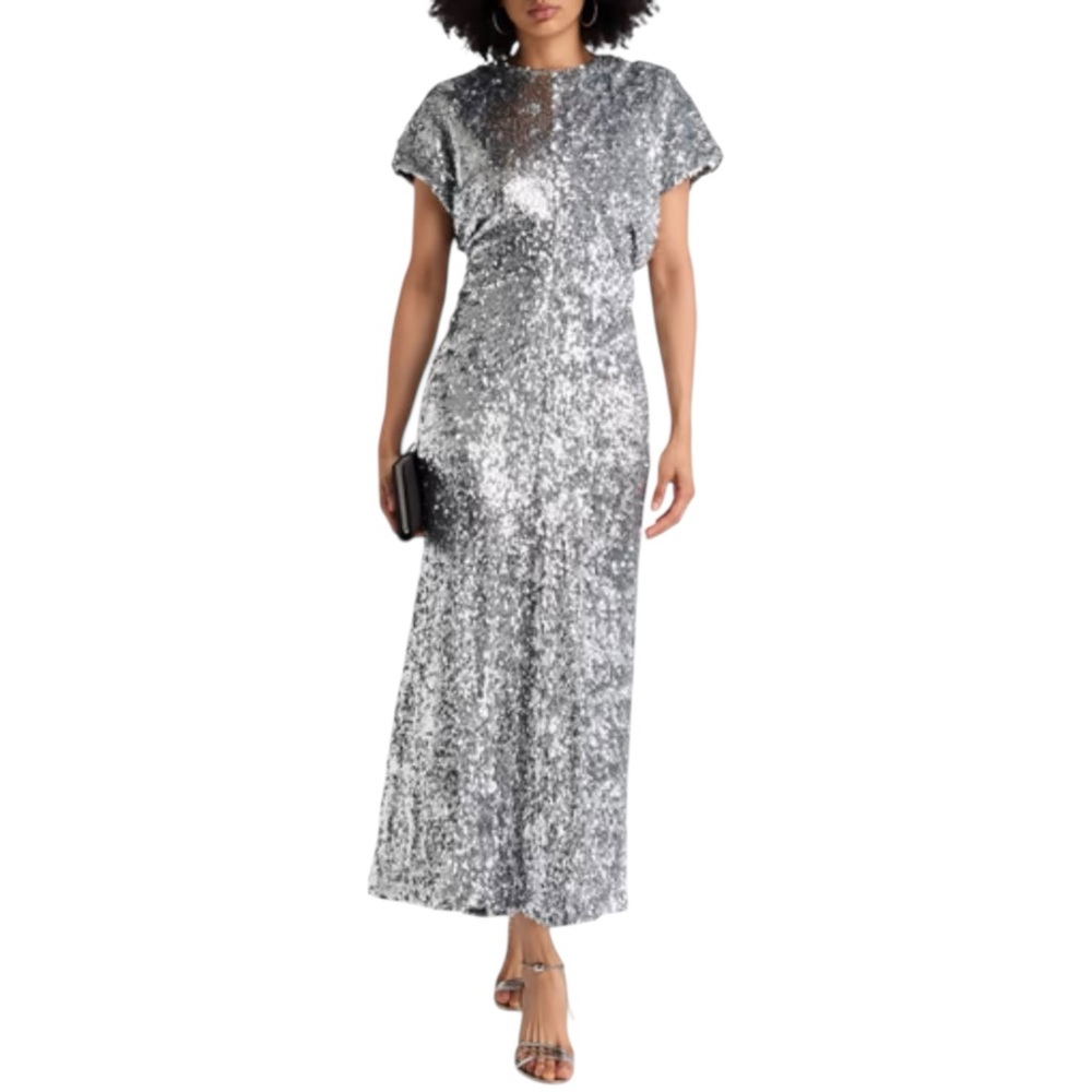 NWT Maje Argent Silver Sequin Dress Size 36 US 4 - Picture 8 of 13